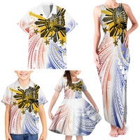 Philippines Independence Day Family Matching Tank Maxi Dress and Hawaiian Shirt Eagle Mix Filipino Flag Tribal Style