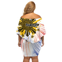 Philippines Independence Day Off Shoulder Short Dress Eagle Mix Filipino Flag Tribal Style
