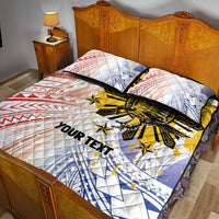 Philippines Independence Day Quilt Bed Set Eagle Mix Filipino Flag Tribal Style
