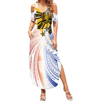 Philippines Independence Day Summer Maxi Dress Eagle Mix Filipino Flag Tribal Style LT7 Women White - Polynesian Pride