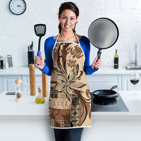 Talofa Samoa Mamanu Siapo Mix Malu Apron Classic Beige Frangipani and Turtles