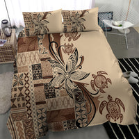 Talofa Samoa Mamanu Siapo Mix Malu Bedding Set Classic Beige Frangipani and Turtles