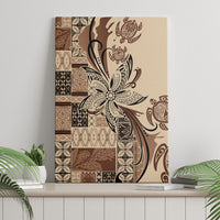 Talofa Samoa Mamanu Siapo Mix Malu Canvas Wall Art Classic Beige Frangipani and Turtles LT7 - Polynesian Pride