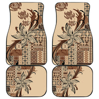 Talofa Samoa Mamanu Siapo Mix Malu Car Mats Classic Beige Frangipani and Turtles LT7 - Polynesian Pride