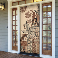 Talofa Samoa Mamanu Siapo Mix Malu Door Cover Classic Beige Frangipani and Turtles