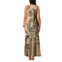 Talofa Samoa Mamanu Siapo Mix Malu Family Matching Tank Maxi Dress and Hawaiian Shirt Classic Beige Frangipani and Turtles