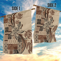 Talofa Samoa Mamanu Siapo Mix Malu Garden Flag Classic Beige Frangipani and Turtles