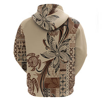 Talofa Samoa Mamanu Siapo Mix Malu Hoodie Classic Beige Frangipani and Turtles