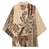 Talofa Samoa Mamanu Siapo Mix Malu Kimono Classic Beige Frangipani and Turtles LT7 - Polynesian Pride