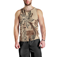 Talofa Samoa Mamanu Siapo Mix Malu Men Tank Top Classic Beige Frangipani and Turtles