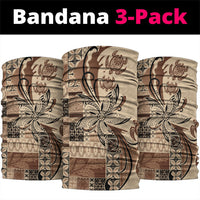 Talofa Samoa Mamanu Siapo Mix Malu Neck Gaiter Classic Beige Frangipani and Turtles LT7 package One Size: 25*50cm Beige - Polynesian Pride