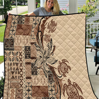 Talofa Samoa Mamanu Siapo Mix Malu Quilt Classic Beige Frangipani and Turtles LT7 Beige - Polynesian Pride