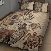 Talofa Samoa Mamanu Siapo Mix Malu Quilt Bed Set Classic Beige Frangipani and Turtles LT7 - Polynesian Pride