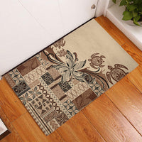 Talofa Samoa Mamanu Siapo Mix Malu Rubber Doormat Classic Beige Frangipani and Turtles LT7 - Polynesian Pride