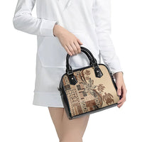 Talofa Samoa Mamanu Siapo Mix Malu Shoulder Handbag Classic Beige Frangipani and Turtles LT7 - Polynesian Pride