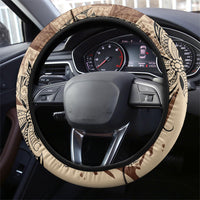 Talofa Samoa Mamanu Siapo Mix Malu Steering Wheel Cover Classic Beige Frangipani and Turtles