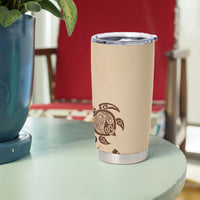 Talofa Samoa Mamanu Siapo Mix Malu Tumbler Cup Classic Beige Frangipani and Turtles LT7 - Polynesian Pride