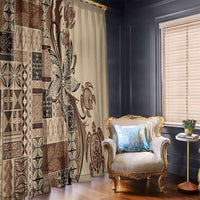Talofa Samoa Mamanu Siapo Mix Malu Window Curtain Classic Beige Frangipani and Turtles