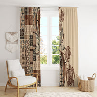 Talofa Samoa Mamanu Siapo Mix Malu Window Curtain Classic Beige Frangipani and Turtles