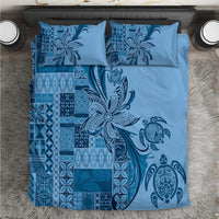 Talofa Samoa Mamanu Siapo Mix Malu Bedding Set Cool Blue Frangipani and Turtles