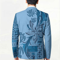 Talofa Samoa Mamanu Siapo Mix Malu Blazer Cool Blue Frangipani and Turtles