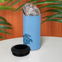 Talofa Samoa Mamanu Siapo Mix Malu 4 in 1 Can Cooler Tumbler Cool Blue Frangipani and Turtles