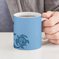 Talofa Samoa Mamanu Siapo Mix Malu Ceramic Mug Cool Blue Frangipani and Turtles