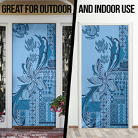 Talofa Samoa Mamanu Siapo Mix Malu Door Cover Cool Blue Frangipani and Turtles