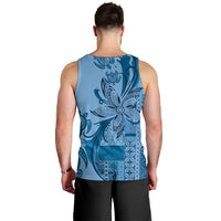 Talofa Samoa Mamanu Siapo Mix Malu Men Tank Top Cool Blue Frangipani and Turtles LT7 - Polynesian Pride