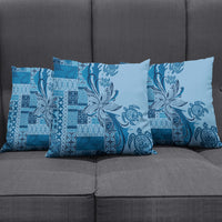 Talofa Samoa Mamanu Siapo Mix Malu Pillow Cover Cool Blue Frangipani and Turtles LT7 - Polynesian Pride