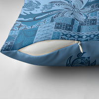 Talofa Samoa Mamanu Siapo Mix Malu Pillow Cover Cool Blue Frangipani and Turtles LT7 - Polynesian Pride