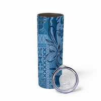 Talofa Samoa Mamanu Siapo Mix Malu Skinny Tumbler Cool Blue Frangipani and Turtles LT7 - Polynesian Pride