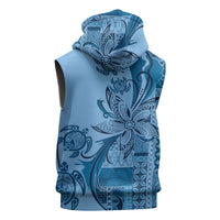 Talofa Samoa Mamanu Siapo Mix Malu Sleeveless Hoodie Cool Blue Frangipani and Turtles LT7 - Polynesian Pride
