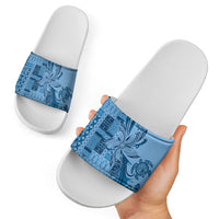 Talofa Samoa Mamanu Siapo Mix Malu Slide Sandals Cool Blue Frangipani and Turtles LT7 - Polynesian Pride