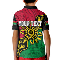 Personalised Vanuatu Kid Polo Shirt Mix Aboriginal Dot Art LT7 - Polynesian Pride