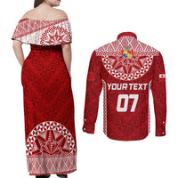 Personalised Tonga Rugby Couples Matching Off Shoulder Maxi Dress and Long Sleeve Button Shirts Ikale Tahi Champions World Cup 2023 LT7 - Polynesian Pride