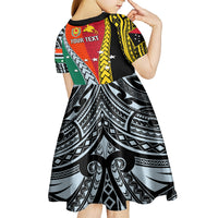 Personalised Papua New Guinea Mix Penama Kid Short Sleeve Dress Tribal Patterns Half-Half Style LT7 - Polynesian Pride