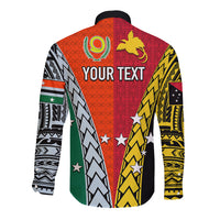 Personalised Papua New Guinea Mix Penama Long Sleeve Button Shirt Tribal Patterns Half-Half Style LT7 - Polynesian Pride