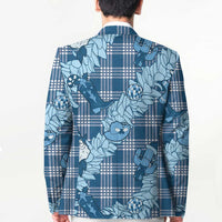 Blue Palaka Hawaii Cowboy Christmas Blazer Paniolo Mix Maile Lei - Polynesian Pride