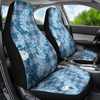 Blue Palaka Hawaii Cowboy Christmas Car Seat Cover Paniolo Mix Maile Lei - Polynesian Pride
