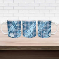Blue Palaka Hawaii Cowboy Christmas Ceramic Mug Paniolo Mix Maile Lei - Polynesian Pride
