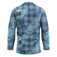Blue Palaka Hawaii Cowboy Christmas Hockey Jersey Paniolo Mix Maile Lei LT7 - Polynesian Pride
