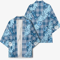 Blue Palaka Hawaii Cowboy Christmas Kimono Paniolo Mix Maile Lei - Polynesian Pride