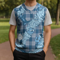 Blue Palaka Hawaii Cowboy Christmas Knitted V-Neck Vest Paniolo Mix Maile Lei - Polynesian Pride