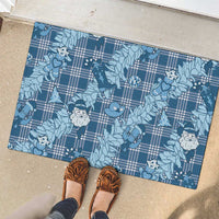 Blue Palaka Hawaii Cowboy Christmas Rubber Doormat Paniolo Mix Maile Lei - Polynesian Pride