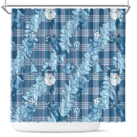 Blue Palaka Hawaii Cowboy Christmas Shower Curtain Paniolo Mix Maile Lei LT7 Blue - Polynesian Pride