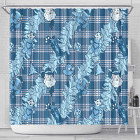 Blue Palaka Hawaii Cowboy Christmas Shower Curtain Paniolo Mix Maile Lei LT7 - Polynesian Pride