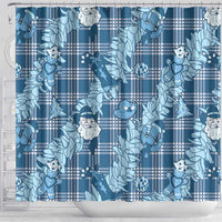 Blue Palaka Hawaii Cowboy Christmas Shower Curtain Paniolo Mix Maile Lei LT7 - Polynesian Pride