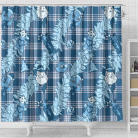 Blue Palaka Hawaii Cowboy Christmas Shower Curtain Paniolo Mix Maile Lei LT7 - Polynesian Pride
