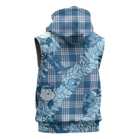Blue Palaka Hawaii Cowboy Christmas Sleeveless Zip Hoodie Paniolo Mix Maile Lei LT7 - Polynesian Pride